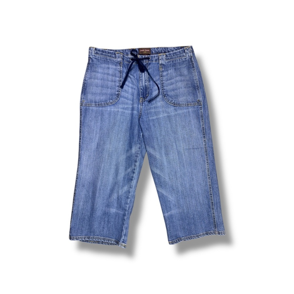 Vintage Duck Head Medium Wash Blue Denim Crop / Capri Shorts with Drawstring